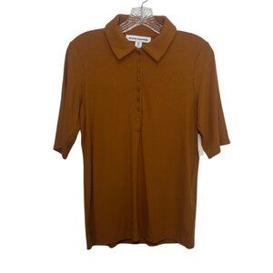 Essentials Fine Ribbed Polo Shirt Medium Orange New WOT Casual
